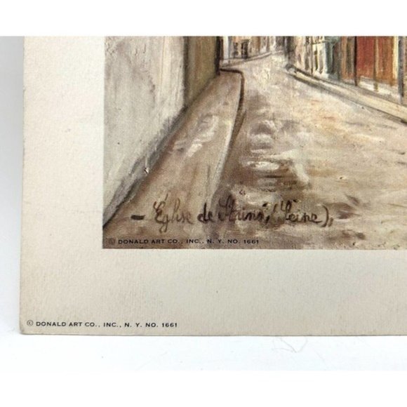 Vintage Maurice Utrillo Eglise‎ De Strins (Seine) Lithograph Print Signed 11x13 - Picture 2 of 5